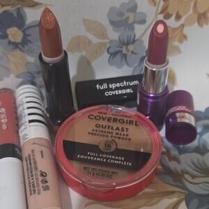 5 Covergirl Outlast Pressed Powder, Full Spectrum Lipstick, Concealer, Lip Color
